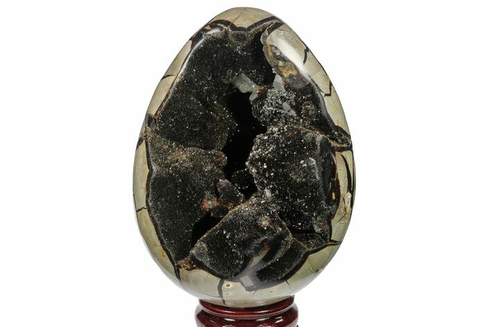 Septarian Dragon Egg Geode - Black Crystals #134640